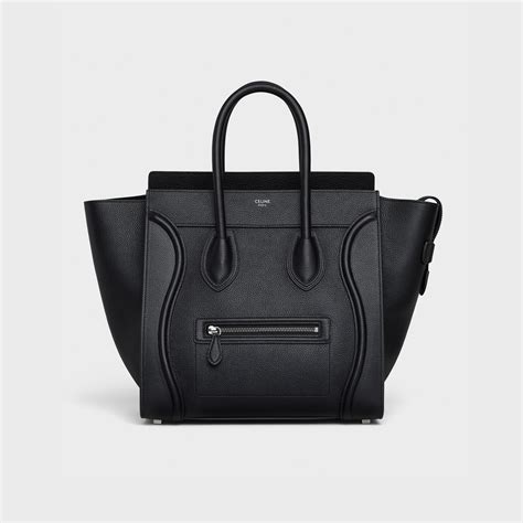 celine mini luggage drummed calfskin black|MICRO LUGGAGE HANDBAG IN DRUMMED CALFSKIN.